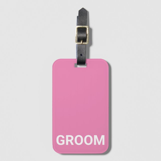 Groom Personalised Simple Modern Luggage Tag (Front Vertical)