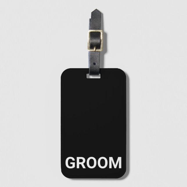 Groom Personalised Simple Modern Luggage Tag (Front Vertical)