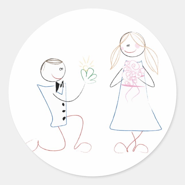 Groom Proposing to Bride Wedding Stickers (Front)
