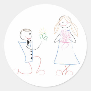 Groom Proposing to Bride Wedding Stickers