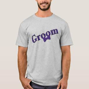 Groom Purple Zebra Print Wedding Party T-Shirt