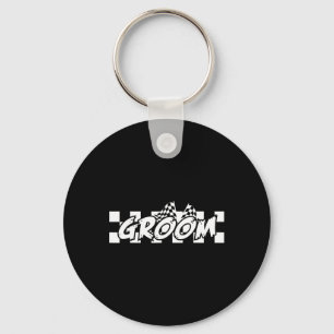 Groom Racing Chequered Flag Wedding Party Key Ring