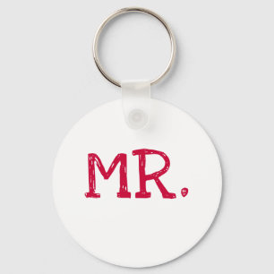 Groom Red Text Mr. Key Ring