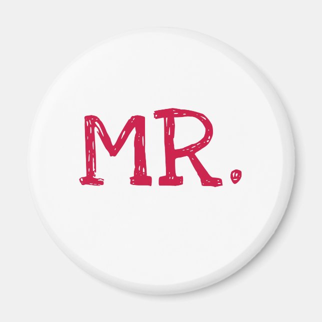 Groom Red Text Mr. Magnet (Front)