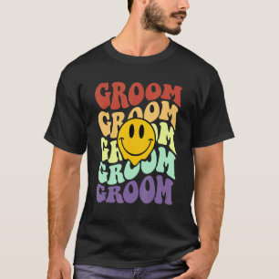 groom retro smile face wedding celebration bachelo T-Shirt