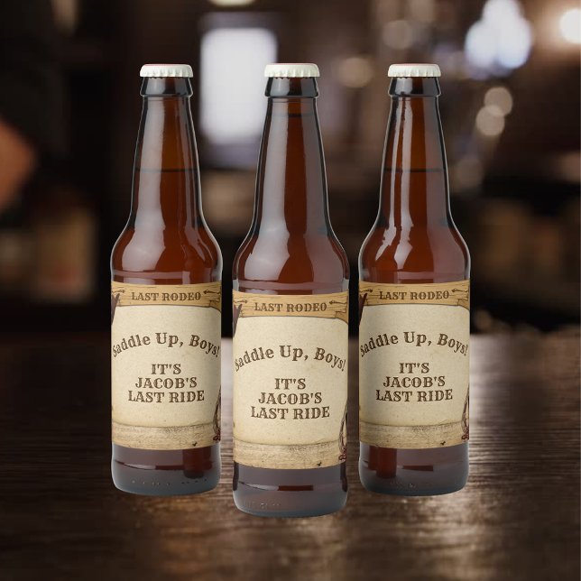 Groom’s Last Rodeo Saddle Up Boys Bachelor Party Beer Bottle Label (Groom’s Last Rodeo Saddle Up Boys Bachelor Party beer labels video)