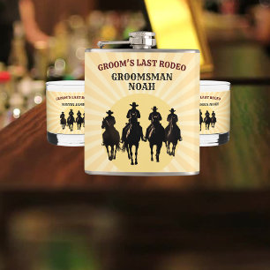Groom’s Last Rodeo Sunset Groomsman Bachelor Party Hip Flask