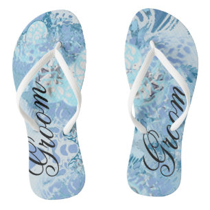 Groom Sea  Mirror Blue Flip Flops