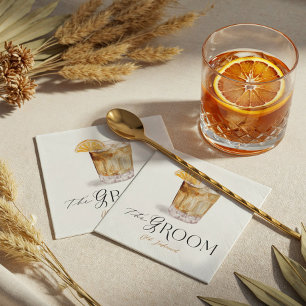 Groom Signature Cocktail Watercolor Wedding Drink Napkin