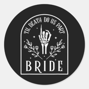 Groom Skeleton Gothic Halloween Engagement Wedding Classic Round Sticker