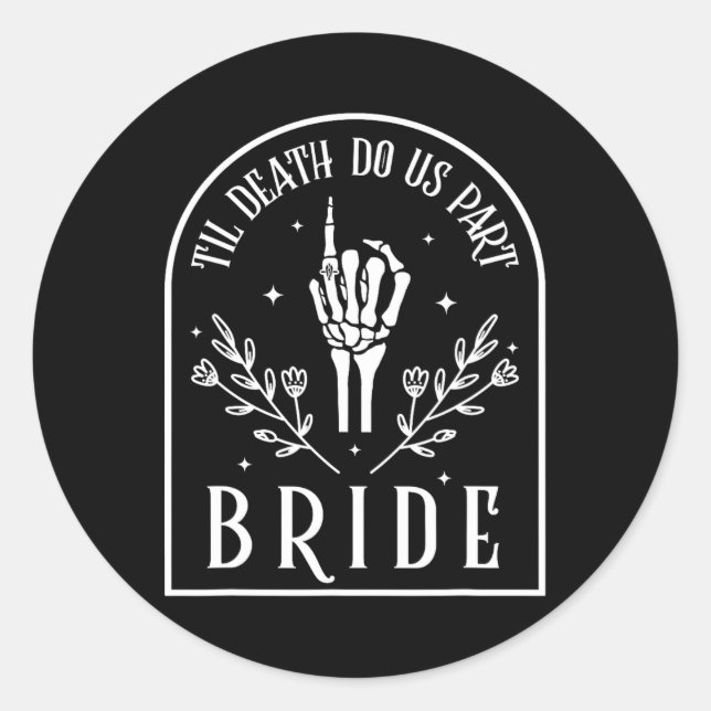 Groom Skeleton Gothic Halloween Engagement Wedding Classic Round Sticker (Front)