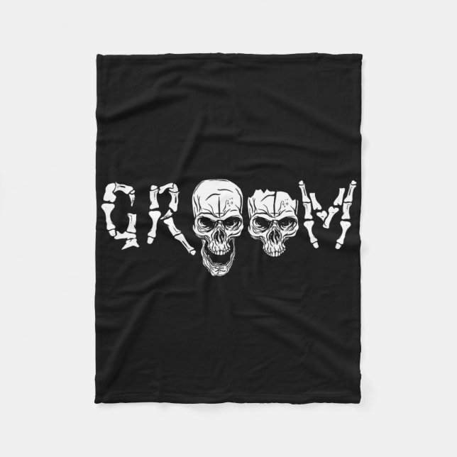 Groom - Skeleton Skull Halloween Wedding Bachelor  Fleece Blanket (Front)