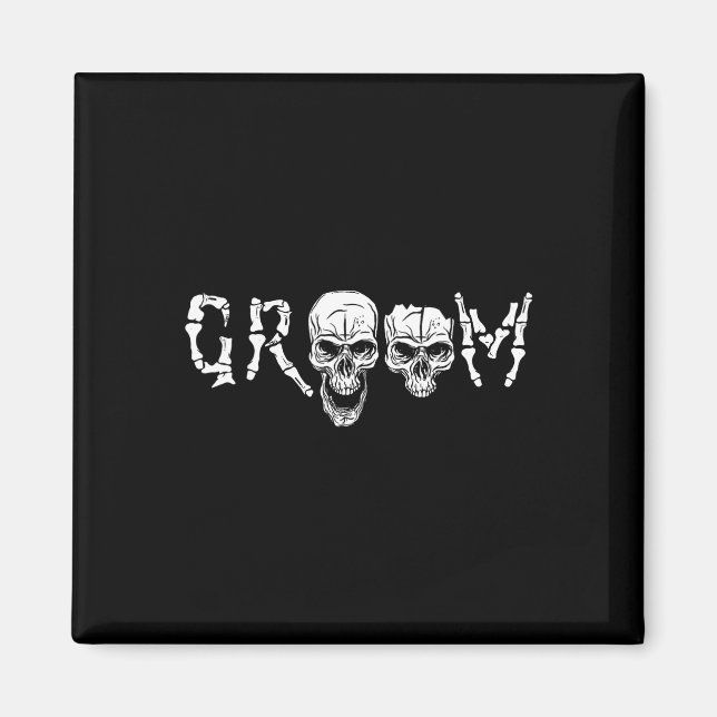 Groom - Skeleton Skull Halloween Wedding Bachelor  Magnet (Front)