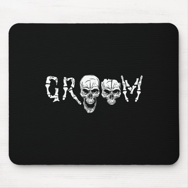 Groom - Skeleton Skull Halloween Wedding Chelor  Mouse Mat (Front)
