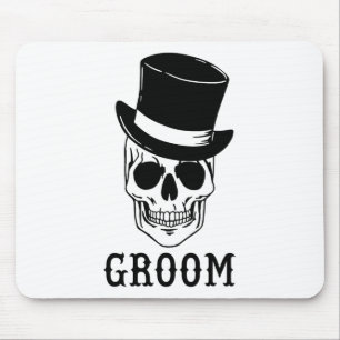 Groom Skull With Hat Bride Halloween Wedding Bache Mouse Mat