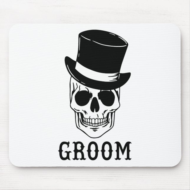 Groom Skull With Hat Bride Halloween Wedding Bache Mouse Mat (Front)