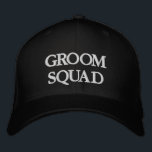Groom Squad black and white wedding Embroidered Hat<br><div class="desc">Groom Squad,  Tribe black and white wedding Embroidered Baseball Cap
Available in many colours and options</div>