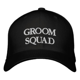 Groom Squad black and white wedding Embroidered Hat
