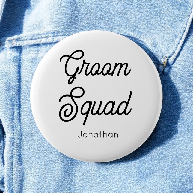 Groom Squad Black White Button (Creator Uploaded)