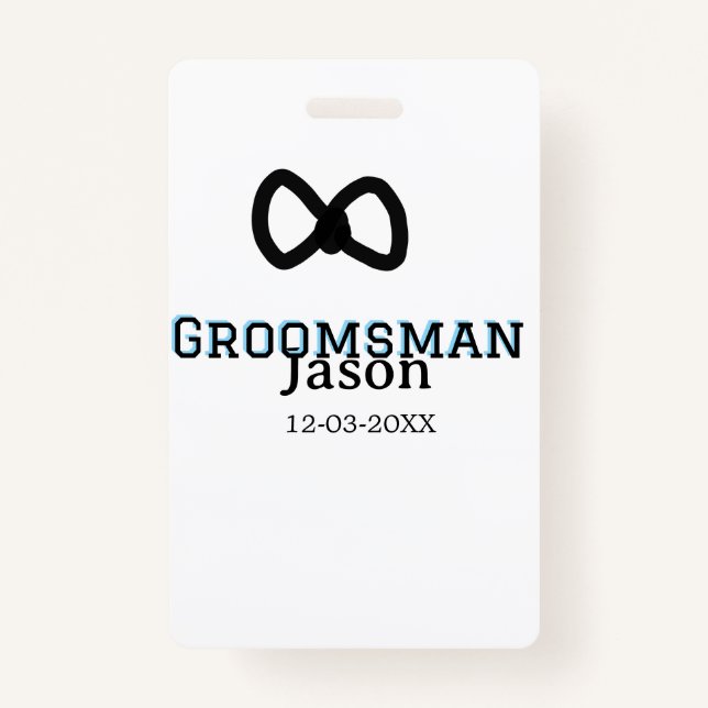 Groom Squad groomsman bachelorette party add name  ID Badge (Front)