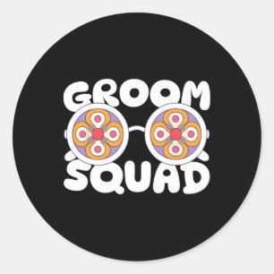 Groom Squad Groovy Sungles Wedding Bachelor Party Classic Round Sticker