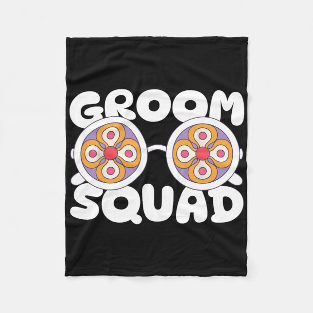 Groom Squad Groovy Sungles Wedding Bachelor Party  Fleece Blanket (Front)