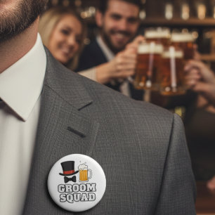 Groom Squad Hat and Beer Button Pin