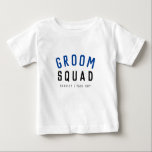 Groom Squad | Modern Bachelor Groomsman Stylish Baby T-Shirt<br><div class="desc">Cute, simple, stylish "Groom Squad" quote art baby boys tshirt with modern, minimalist typography in black and navy blue in a cool trendy style. The slogan, name and role can easily be personalized with the names of your grooms squad, for example, groom, best man, groomsman, Father of the Groom, Page...</div>