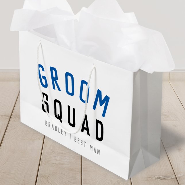 Groom Squad | Modern Bachelor Groomsman Stylish Large Gift Bag (Creator Uploaded)
