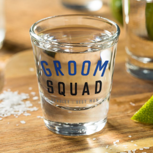 Groom Squad | Modern Bachelor Groomsman Stylish Shot Glass (Creator Uploaded)