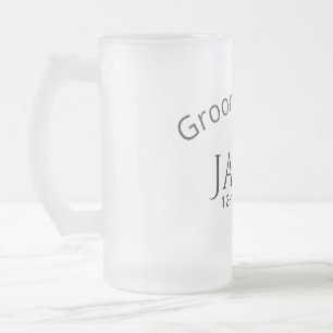 Groom squad name date year bold letter bachelorett frosted glass beer mug