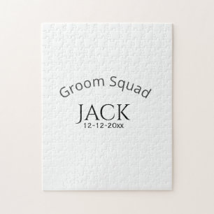 Groom squad name date year bold letter bachelorett jigsaw puzzle