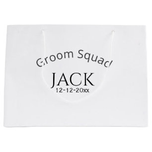 Groom squad name date year bold letter bachelorett large gift bag