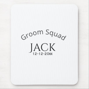 Groom squad name date year bold letter bachelorett mouse mat