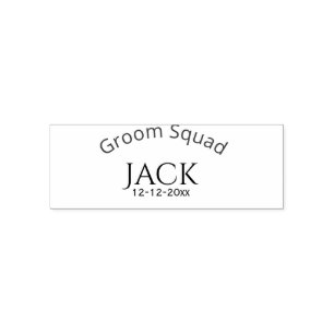 Groom squad name date year bold letter bachelorett self-inking stamp