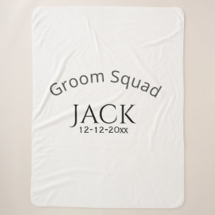 Groom squad name date year bold letter bachelorett sherpa blanket