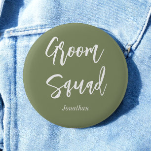 Groom Squad Sage Green White Button