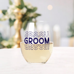 Groom  stemless wine glass