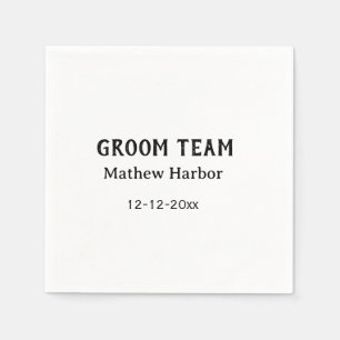 Groom team groomsman name date bachelore party napkin