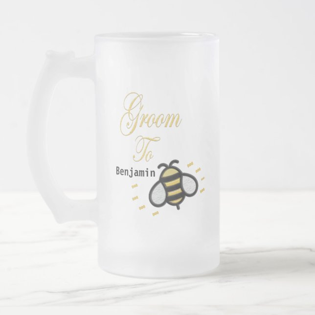 Groom To Be Bachelor Party Personalise Frosted Glass Beer Mug (Left)