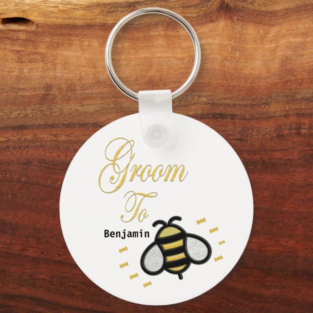 Groom To Be Bachelor Wedding Party Personalise Key Ring (Front)