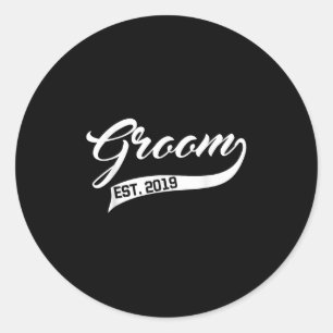 Groom To Be Shirt Bride Est 2019 Funny Wedding Classic Round Sticker