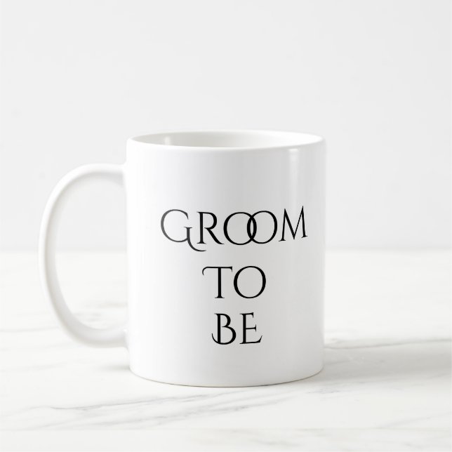 Groom to Be White with Black Typography Coffee Mug (Left)