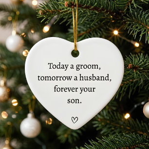 Groom to Husband Forever Your Son Wedding Heart Ceramic Tree Decoration
