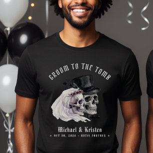 Groom to the Tomb Skulls Husband Newlywed Wedding T-Shirt