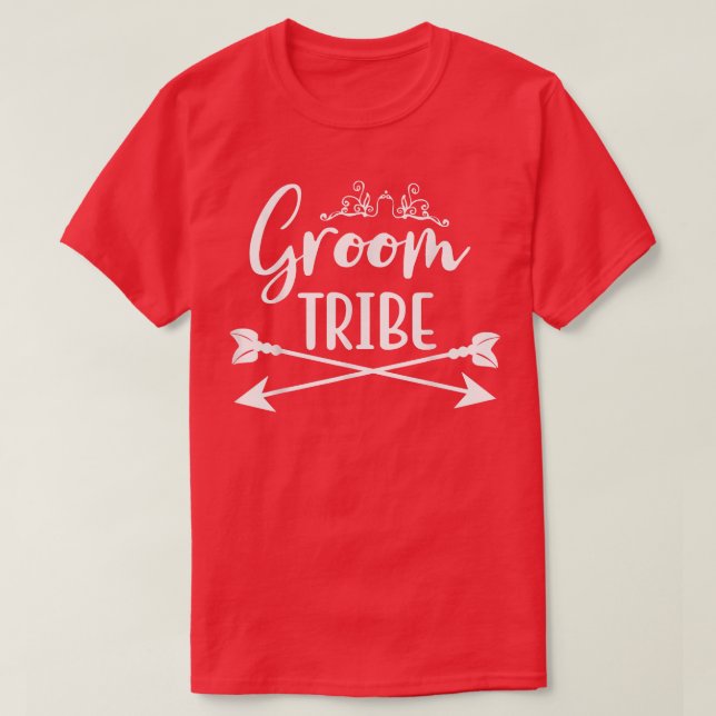 Groom Tribe Matching Cute Arrow Wedding Engagement T-Shirt (Design Front)