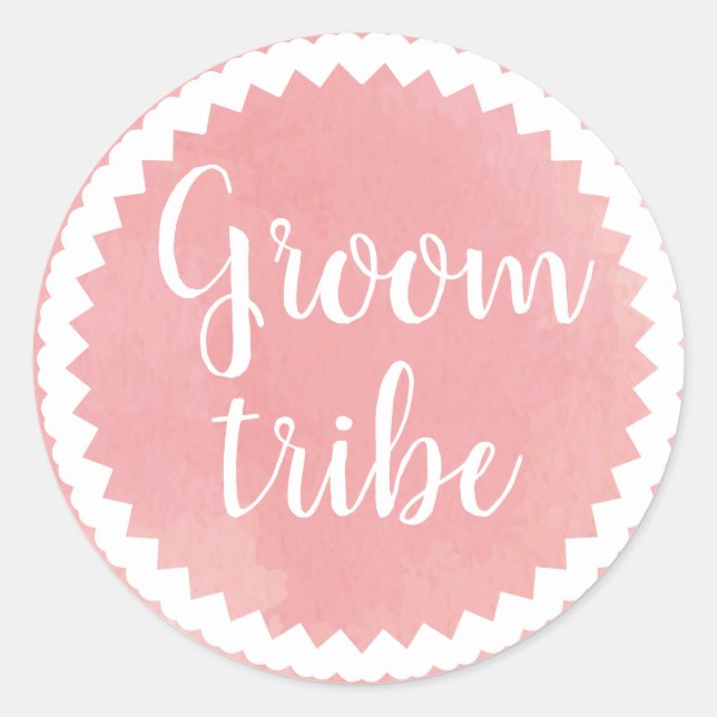 Groom Tribe Pretty Pink Classic Round Sticker (Front)