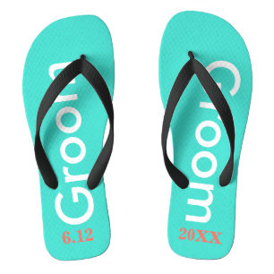 Groom Turquoise Flip Flops