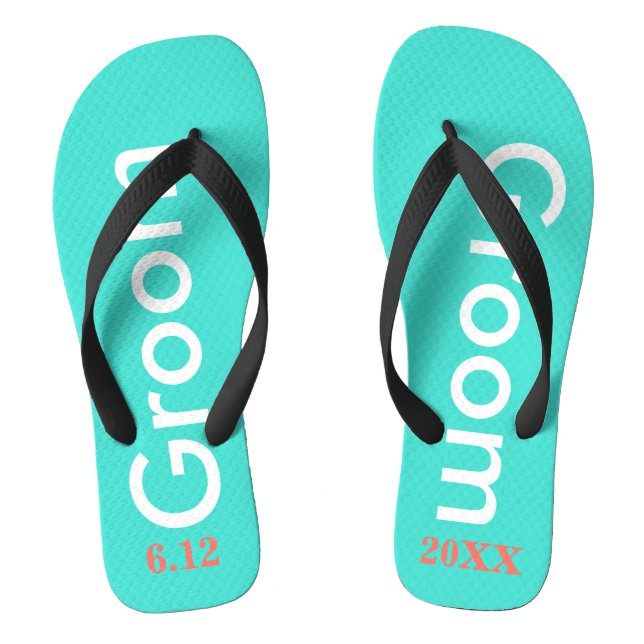 Groom Turquoise Flip Flops (Footbed)