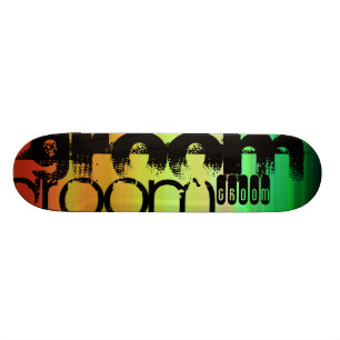 Groom; Vibrant Green, Orange, & Yellow Skateboard